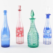 GROUP OF FOUR COLORED GLASS DE