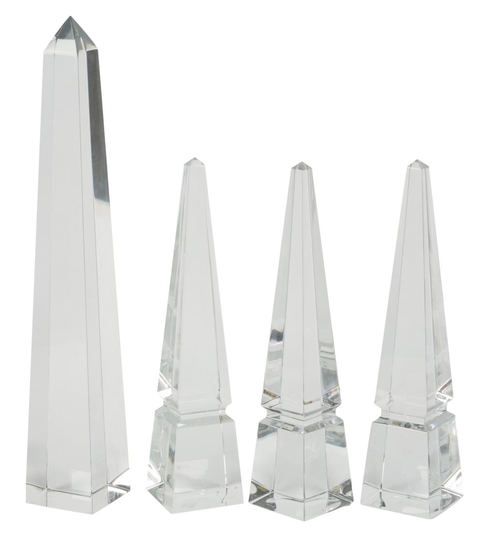 GROUP OF FOUR CRYSTAL OBELISKSGroup