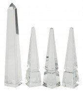 GROUP OF FOUR CRYSTAL OBELISKS