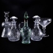 GROUP OF FOUR CUT GLASS DECANT