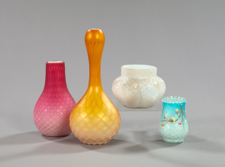 Group of Four Diamond-Quilted Glass