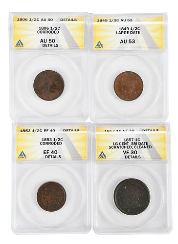 GROUP OF FOUR EARLY AMERICAN COPPER