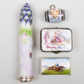GROUP OF FOUR ENAMELED ARTICLE