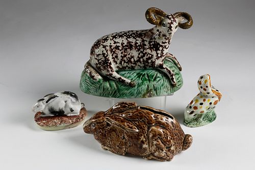 GROUP OF FOUR ENGLISH STAFFORDSHIRE