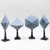 GROUP OF FOUR FAUX PAINTED PAP