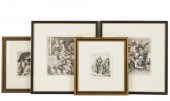 GROUP OF FOUR FRAMED ETCHINGSG