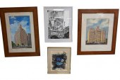 GROUP OF FOUR FRAMED PIECES OF
