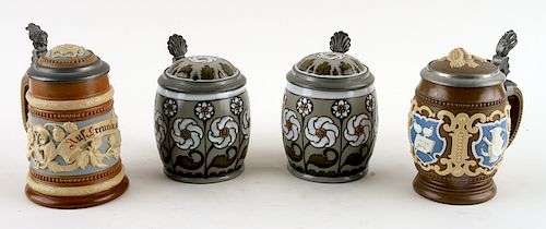 GROUP OF FOUR GERMAN METTLACH