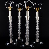 GROUP OF FOUR GLASS CANDLESTIC