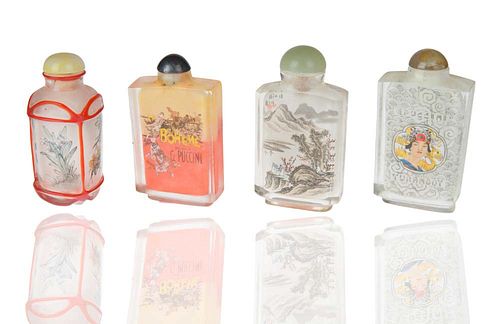 GROUP OF FOUR GLASS SNUFF
