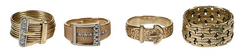 GROUP OF FOUR GOLD RINGSone