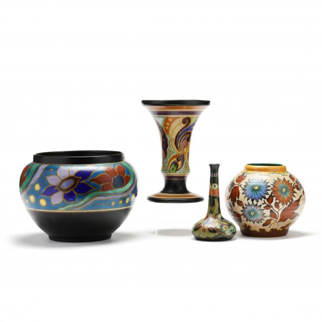 GROUP OF FOUR GOUDA POTTERY