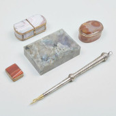 GROUP OF FOUR HARDSTONE BOXES