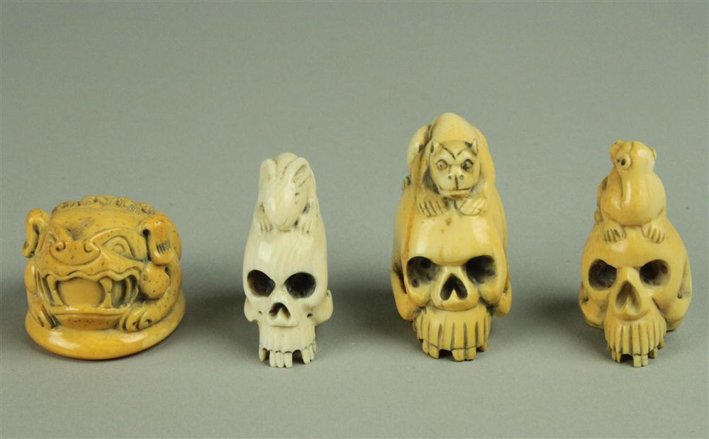 GROUP OF FOUR JAPANESE NETSUKE