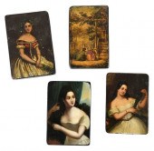 GROUP OF FOUR LACQUERED AND PA