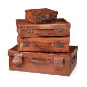GROUP OF FOUR LEATHER TRAVEL C
