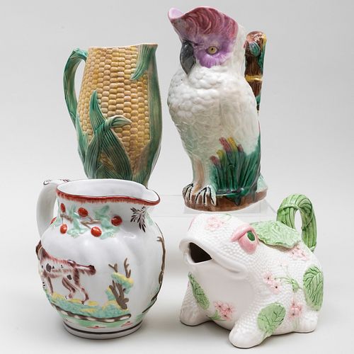 GROUP OF FOUR MAJOLICA AND