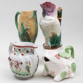 GROUP OF FOUR MAJOLICA AND CER