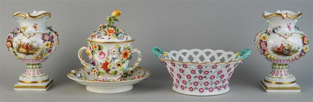 GROUP OF FOUR MEISSEN APPLIED