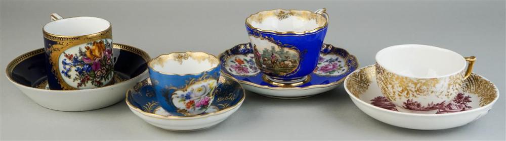 GROUP OF FOUR MEISSEN FLORAL