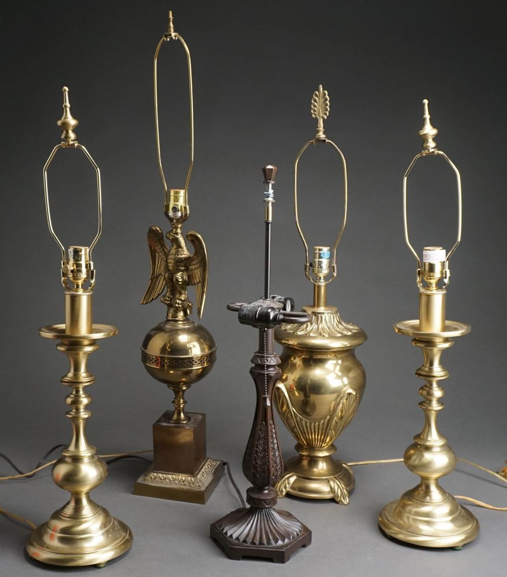GROUP OF FOUR MODERN BRASS TABLE