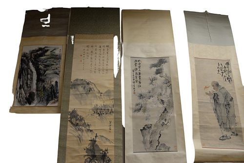 GROUP OF FOUR ORIENTAL SCROLLS;