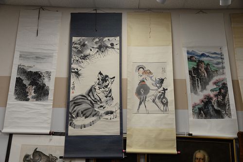 GROUP OF FOUR ORIENTAL SCROLLS TO