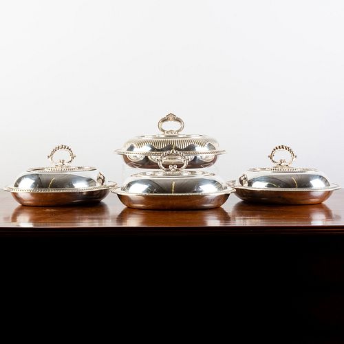 GROUP OF FOUR OVAL SILVER PLATE