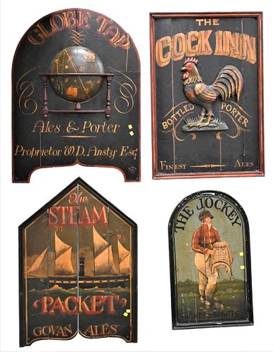 GROUP OF FOUR PAINT DECORATED