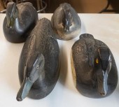GROUP OF FOUR PAINTED WOOD DUC