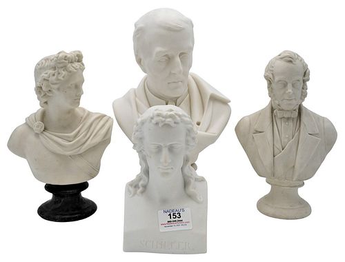 GROUP OF FOUR PARIAN PORCELAIN