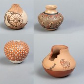 GROUP OF FOUR POTTERY VESSELS,