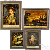 GROUP OF FOUR REVERSE PAINTING