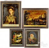 GROUP OF FOUR REVERSE PAINTING