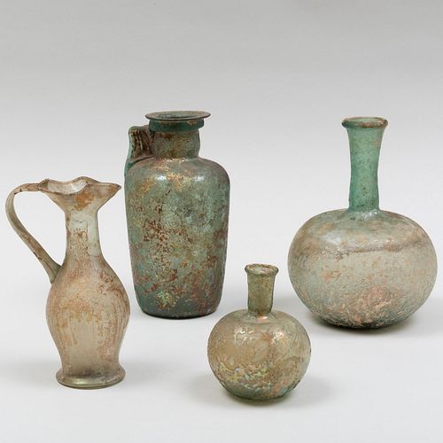 GROUP OF FOUR ROMAN GLASS