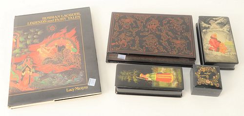 GROUP OF FOUR RUSSIAN LACQUER