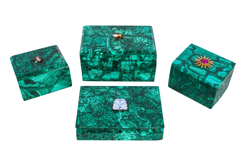 GROUP OF FOUR RUSSIAN MALACHITE