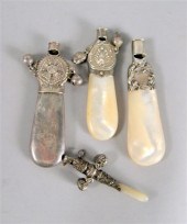 Group of four silver and mothe