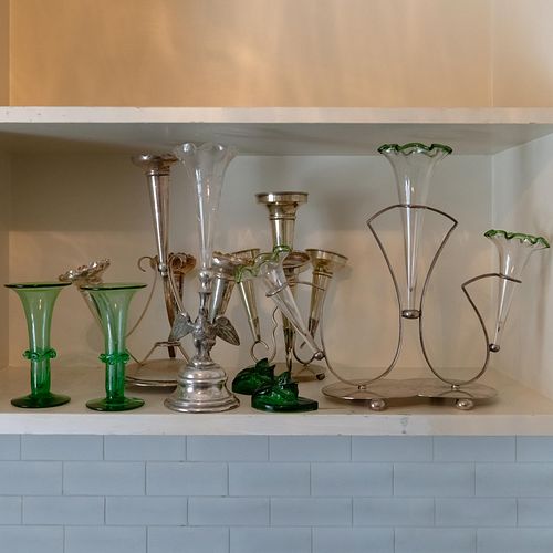 GROUP OF FOUR SILVER PLATE EPERGNES