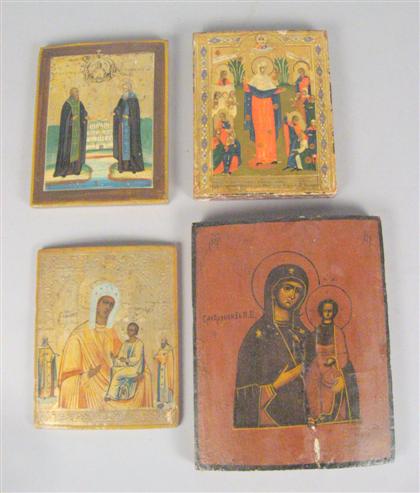 Group of four small Russian icons