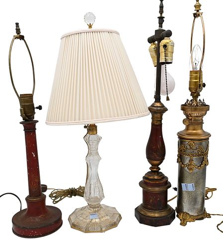 GROUP OF FOUR TABLE LAMPS, TO