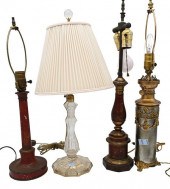 GROUP OF FOUR TABLE LAMPS, TO