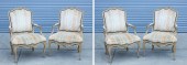 Group of four upholstered wood