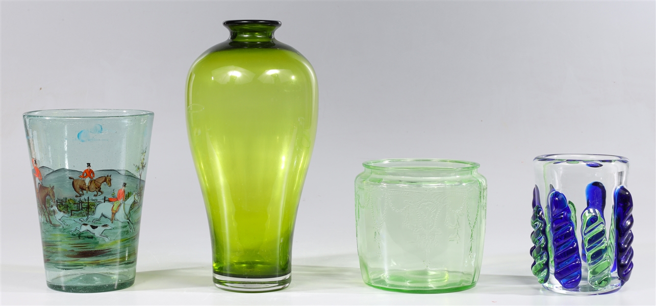 Group of four vintage hand blown