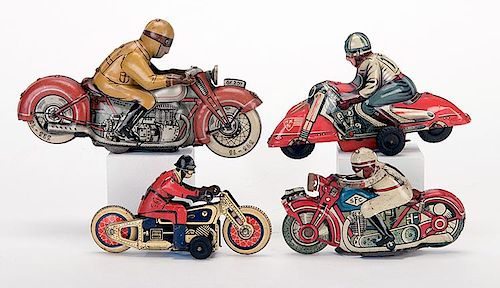 GROUP OF FOUR VINTAGE RED