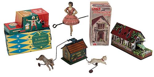GROUP OF FOUR VINTAGE TIN TOYS, TWO