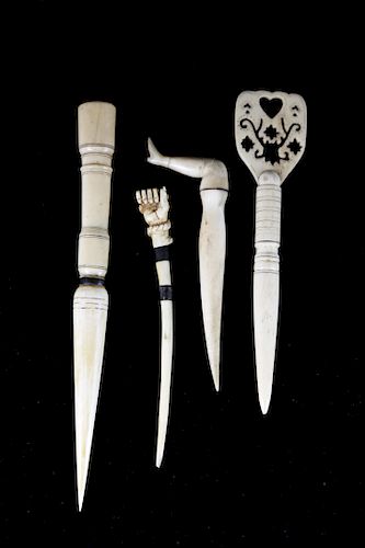 GROUP OF FOUR WHALE IVORY