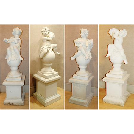 Group of Four White Painted