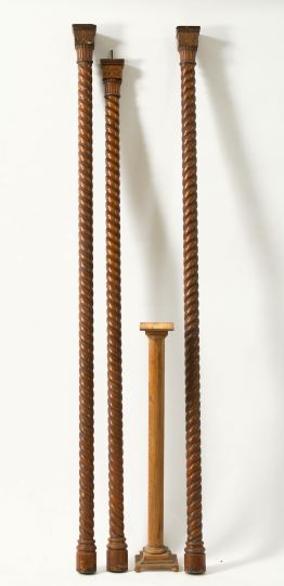 Group of Four Wooden Columnar