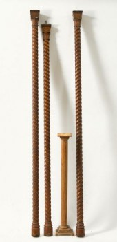 Group of Four Wooden Columnar